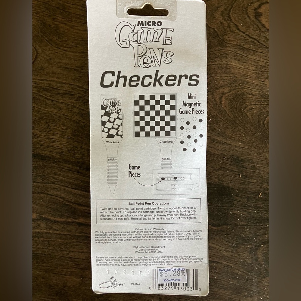 Checkers Game Pen - Picture 2 of 2